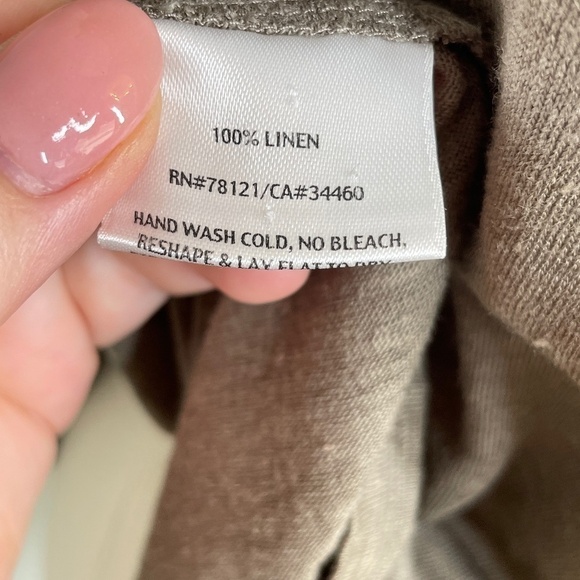 Eileen Fisher Taupe 100% Linen Tank Top w/Sequined Neckline Sz M - Picture 7 of 7